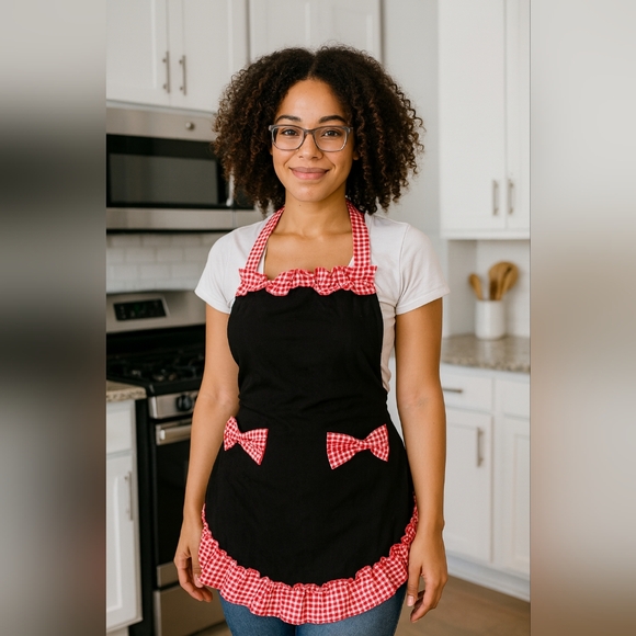 Black and Red Checkered Apron - Picture 2 of 2